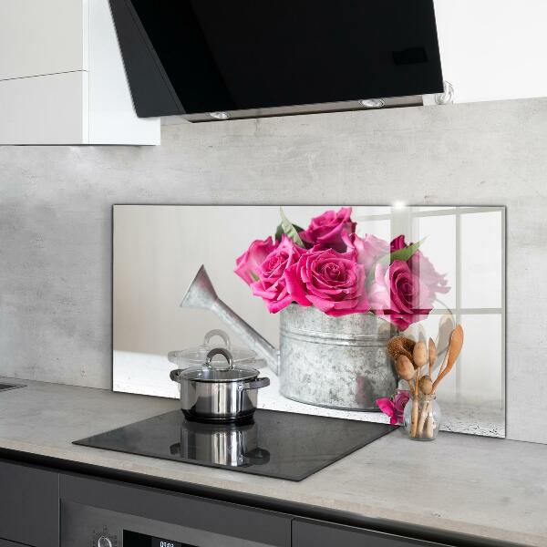 Panel szklany do kuchni Konewka z Bukietem Róż