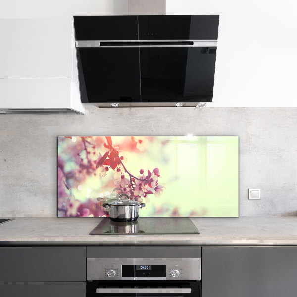 Panel szklany do kuchni Kwitnące Różowe Drzewo