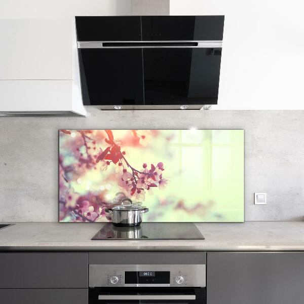 Panel szklany do kuchni Kwitnące Różowe Drzewo