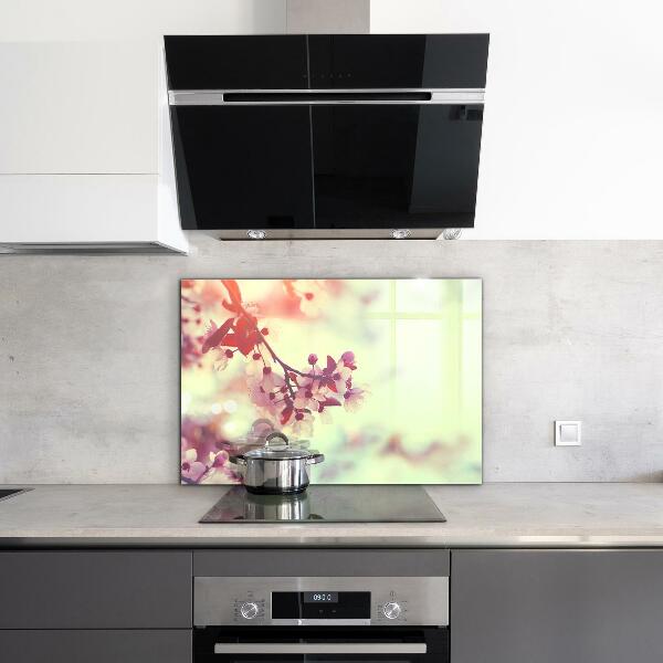 Panel szklany do kuchni Kwitnące Różowe Drzewo