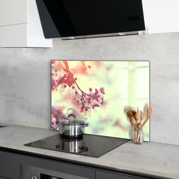 Panel szklany do kuchni Kwitnące Różowe Drzewo