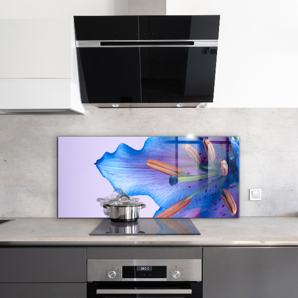 Panel szklany do kuchni Piękna Niebieska Lilia