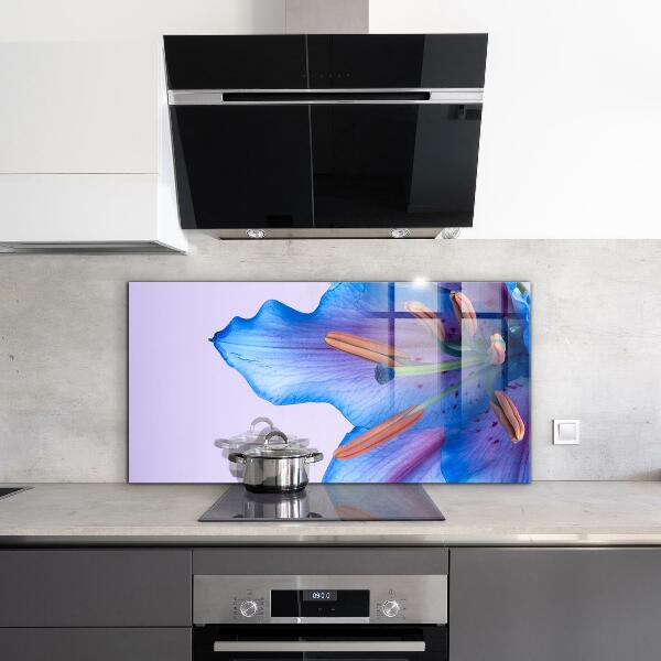 Panel szklany do kuchni Piękna Niebieska Lilia