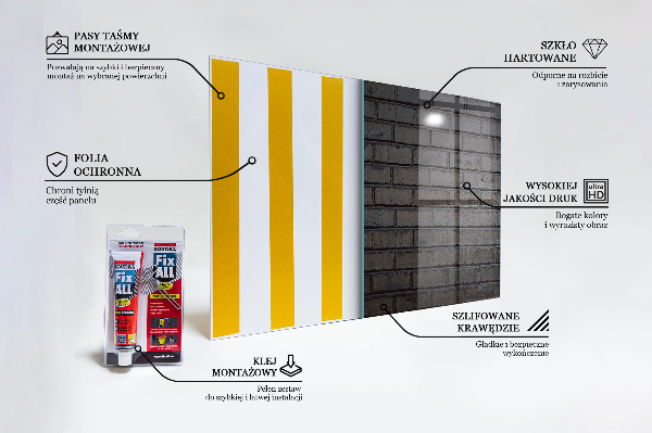 Szkło ozdobne do kuchni Czarna Cegła Beton