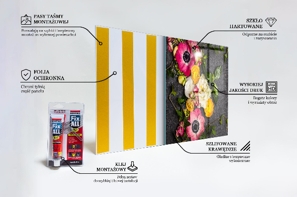 Lacobel do kuchni Kompozycja Naturalnych Kwiatów