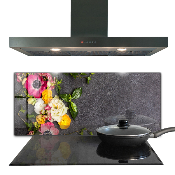 Lacobel do kuchni Kompozycja Naturalnych Kwiatów