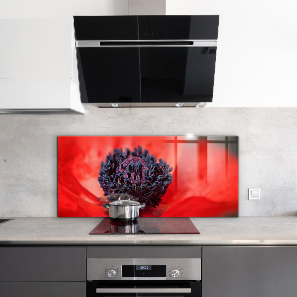 Lacobel do kuchni Czerwony Mak Detale