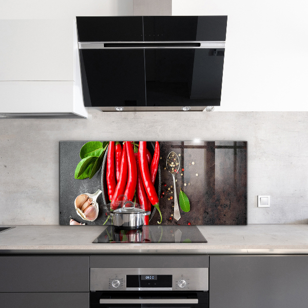 Panel szklany do kuchni Ostre Papryczki Gotowanie