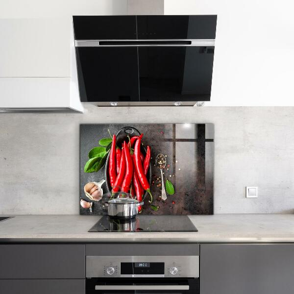 Panel szklany do kuchni Ostre Papryczki Gotowanie