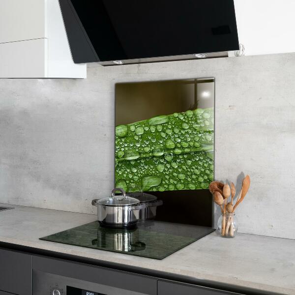 Lacobel do kuchni Zielony Liść po Deszczu