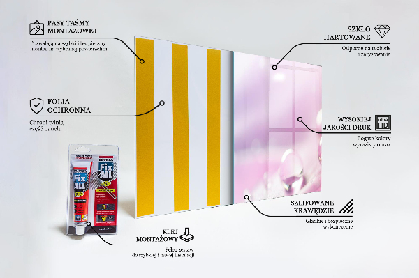 Panel nad blat kuchenny Krople Rosy na Różowym Kwiacie