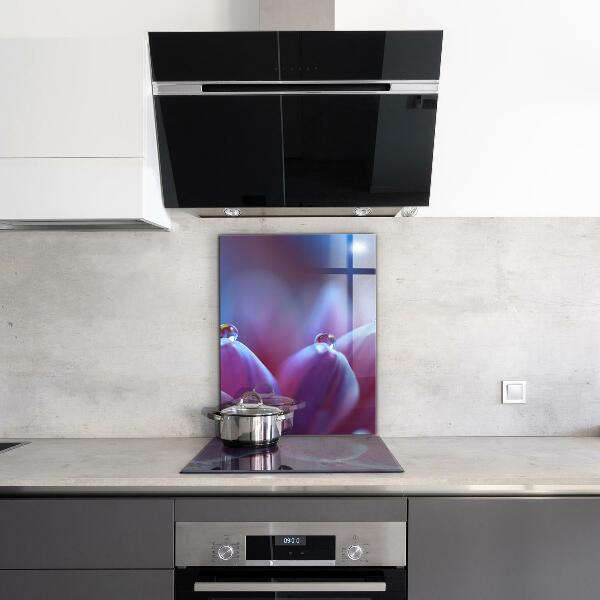 Panel nad blat kuchenny Krople Rosy Fioletowy Kwiat