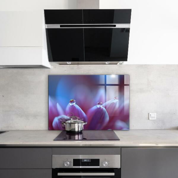 Panel nad blat kuchenny Krople Rosy Fioletowy Kwiat