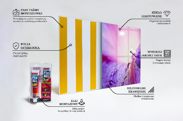Panel szklany do kuchni Fioletowy Kwiat z Poranną Rosą