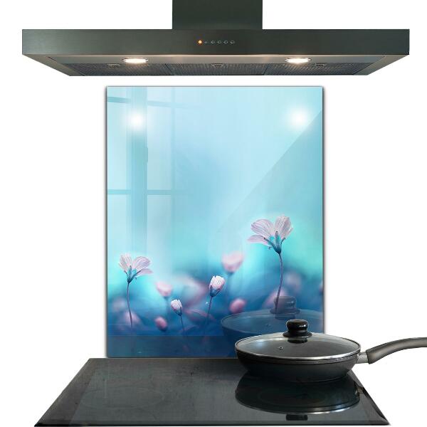 Panel szklany do kuchni Kwiaty za poranną Mgłą