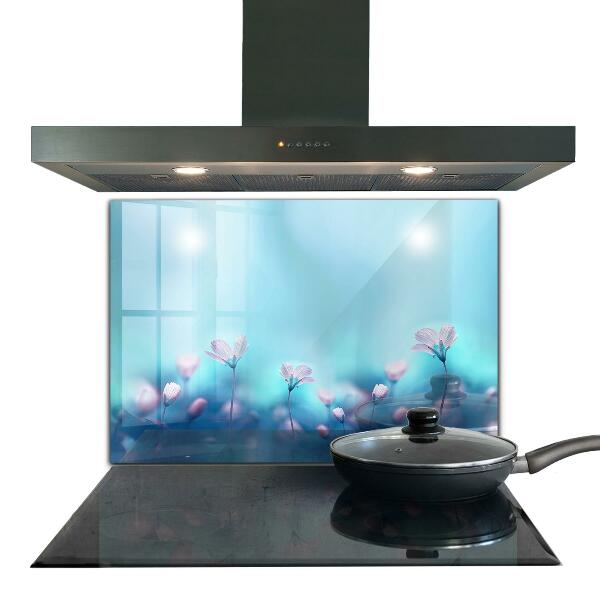 Panel szklany do kuchni Kwiaty za poranną Mgłą