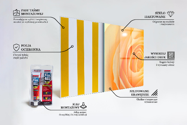 Lacobel do kuchni Żółta Róża Kwiat