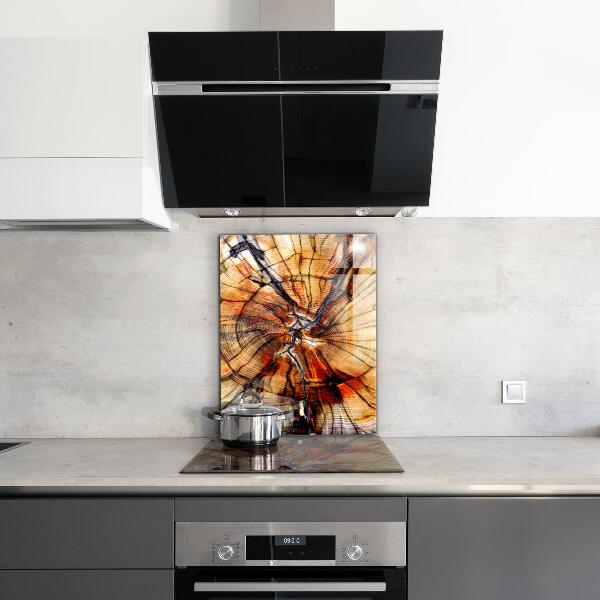 Lacobel do kuchni Słoje Naturalnego Drewna