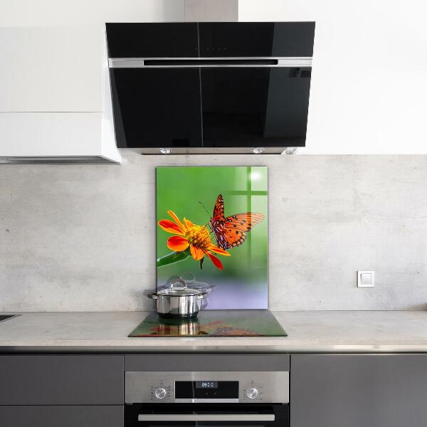 Panel szklany do kuchni Motyl na Kwiatku Lato