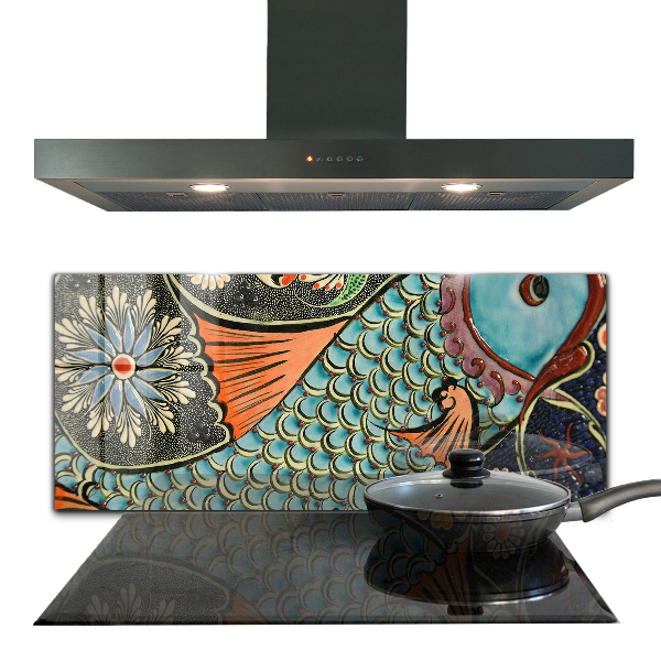 Panel szklany do kuchni Mozaika Ryba Vintage Ceramika