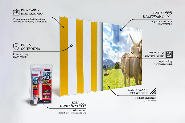 Panel szklany do kuchni Wiejski Klimat Krowa Pole