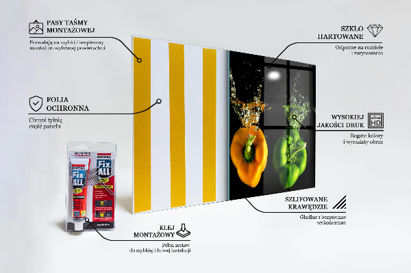 Panel kuchenny szklany Kolorowe Papryki pod Wodą
