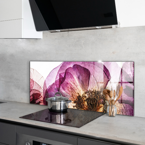 Szkło na ścianę do kuchni Delikatne Kwiaty Detale