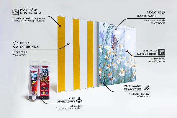 Panel szklany do kuchni Letnia Łąka Motyl Kwiat