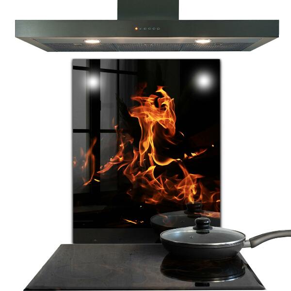 Lacobel do kuchni Gorące Płomienie Ognisko