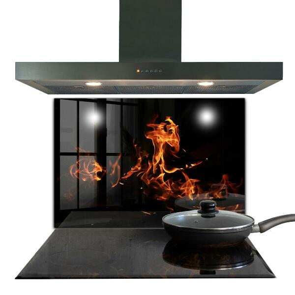 Lacobel do kuchni Gorące Płomienie Ognisko