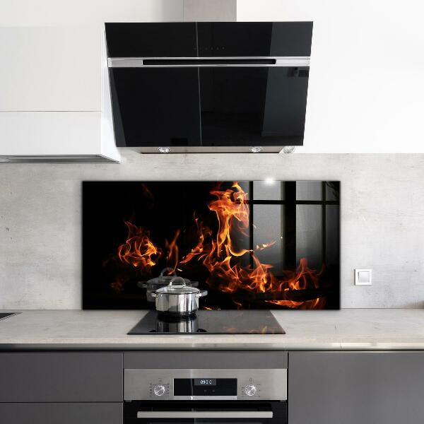 Lacobel do kuchni Gorące Płomienie Ognisko