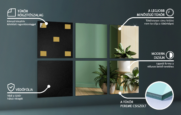 Płytki lustrzane 6 szt. 16x16 cm