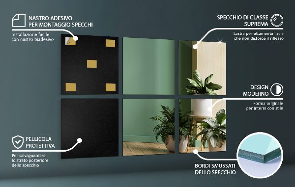 Kafelki lustrzane 6 szt. 30x30 cm