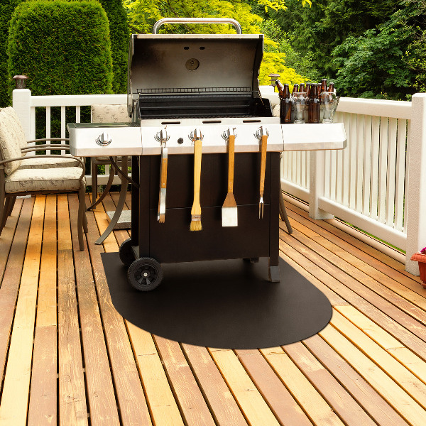 Półowalna stalowa mata pod grill 80x90 cm