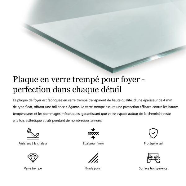 Szkło pod kominek 60x60 cm