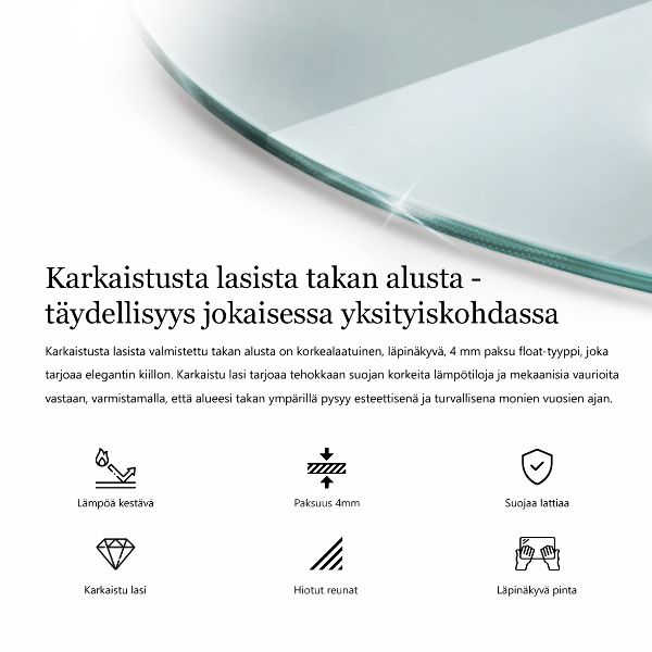 Szkło hartowane pod kominek fi100 cm