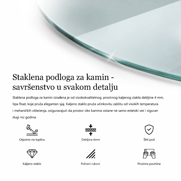 Szkło hartowane pod kominek fi100 cm