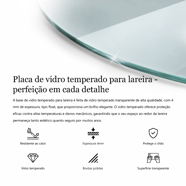 Szkło hartowane pod kominek fi50 cm