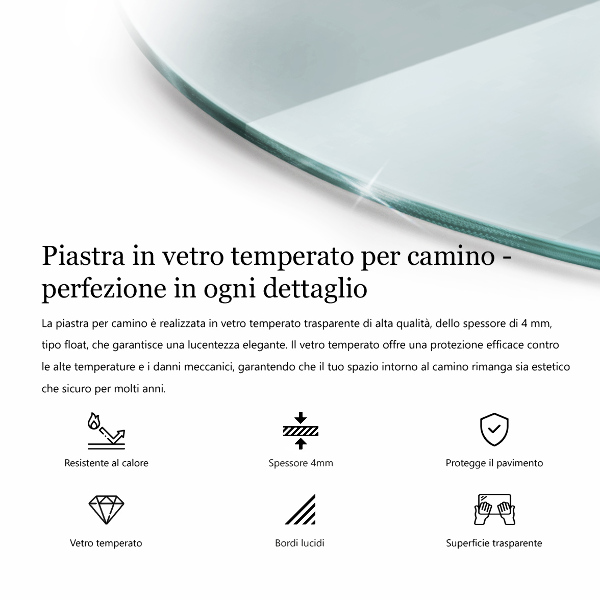 Szkło hartowane pod kominek fi80 cm