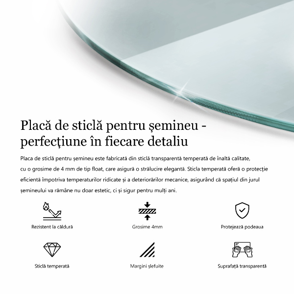 Szkło hartowane pod kominek fi80 cm