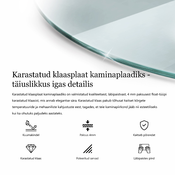 Szkło hartowane pod kominek fi80 cm