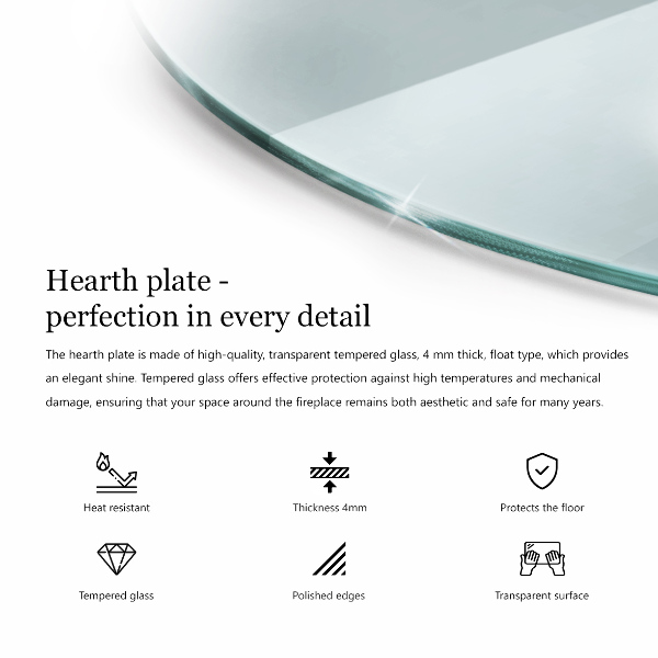 Szkło hartowane pod kominek fi80 cm