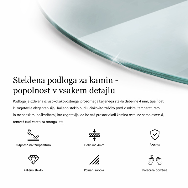 Szkło hartowane pod kominek fi90 cm