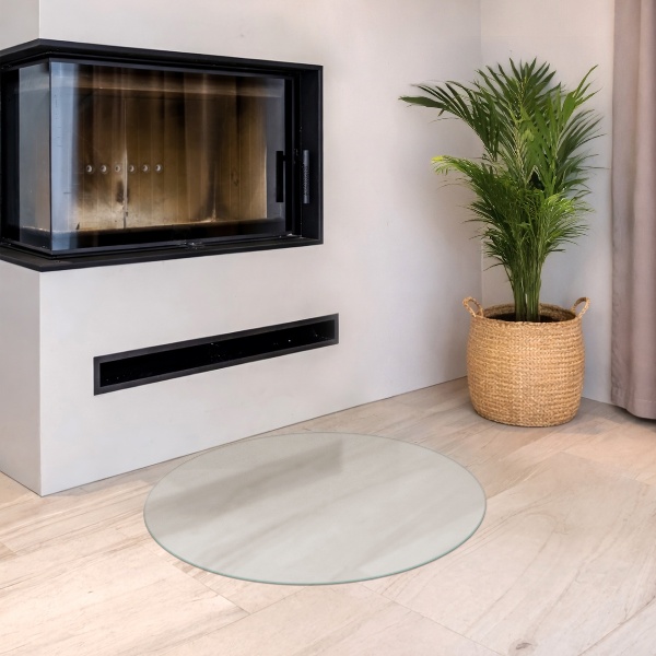 Okrągłe szkło pod kominek półprzezroczyste fi90 cm