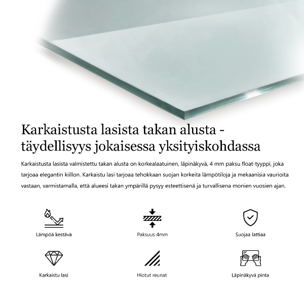 Szkło pod kominek 100x50 cm