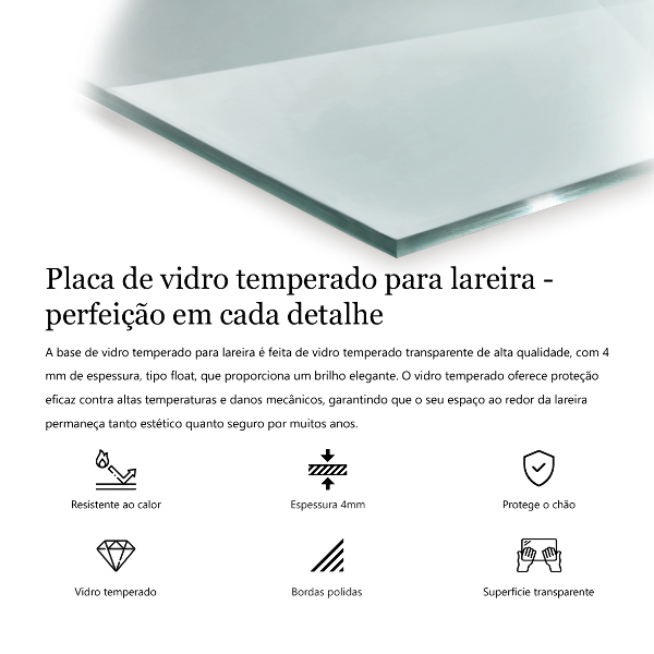 Szyba pod kominek 100x70 cm