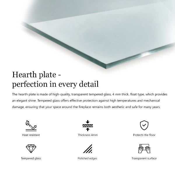 Szyba pod kominek 120x80 cm