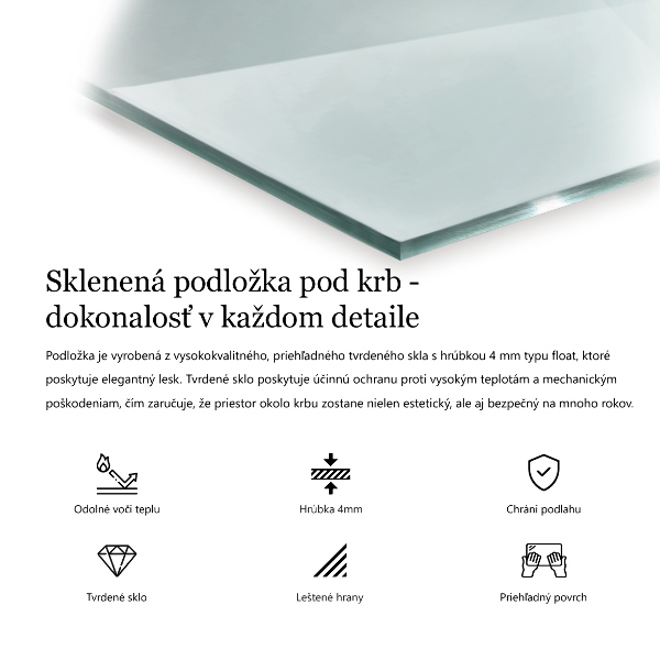 Szkło pod kominek 125x50 cm