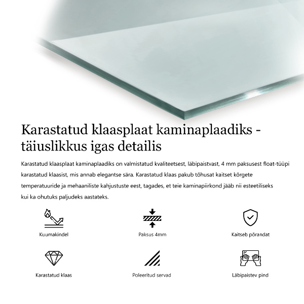 Szyba pod kominek 80x60 cm