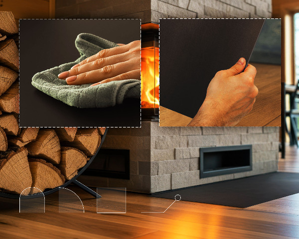 Podstawka pod kominek z czarnej blachy 100x80 cm